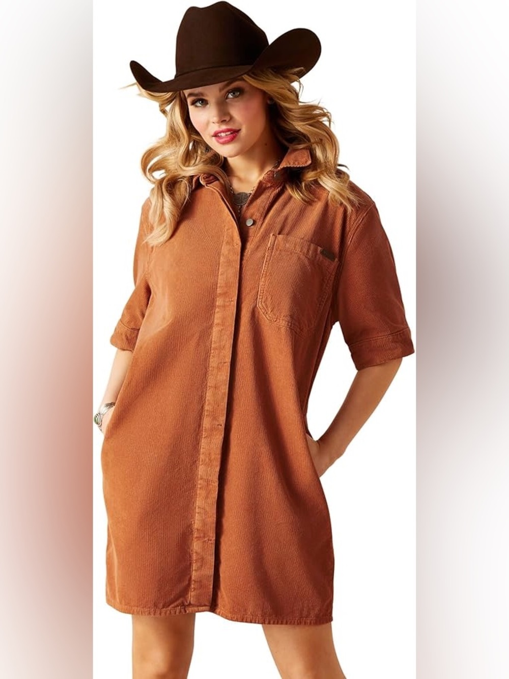Ariat Rust Corduroy Shirt Dress